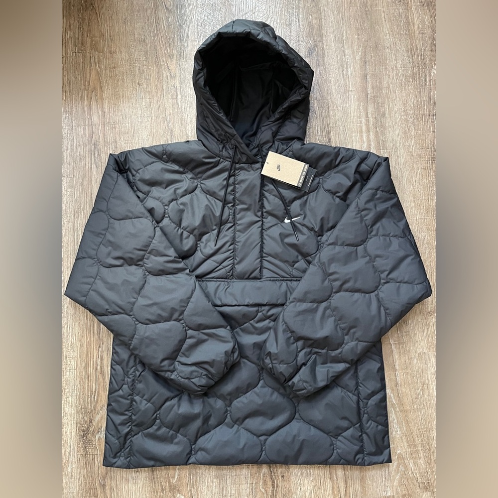 Nike Sportswear Essentials Quilted Anorak Jacket Women’s Sz Large Black FZ7364-0